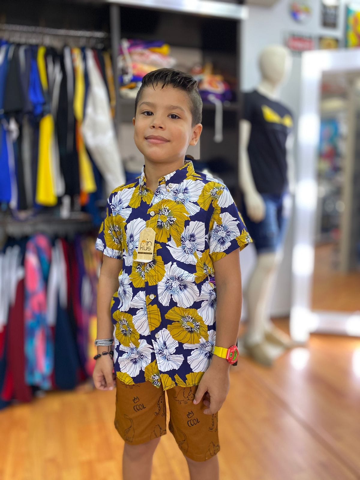 Camisa hawaiana niño sale