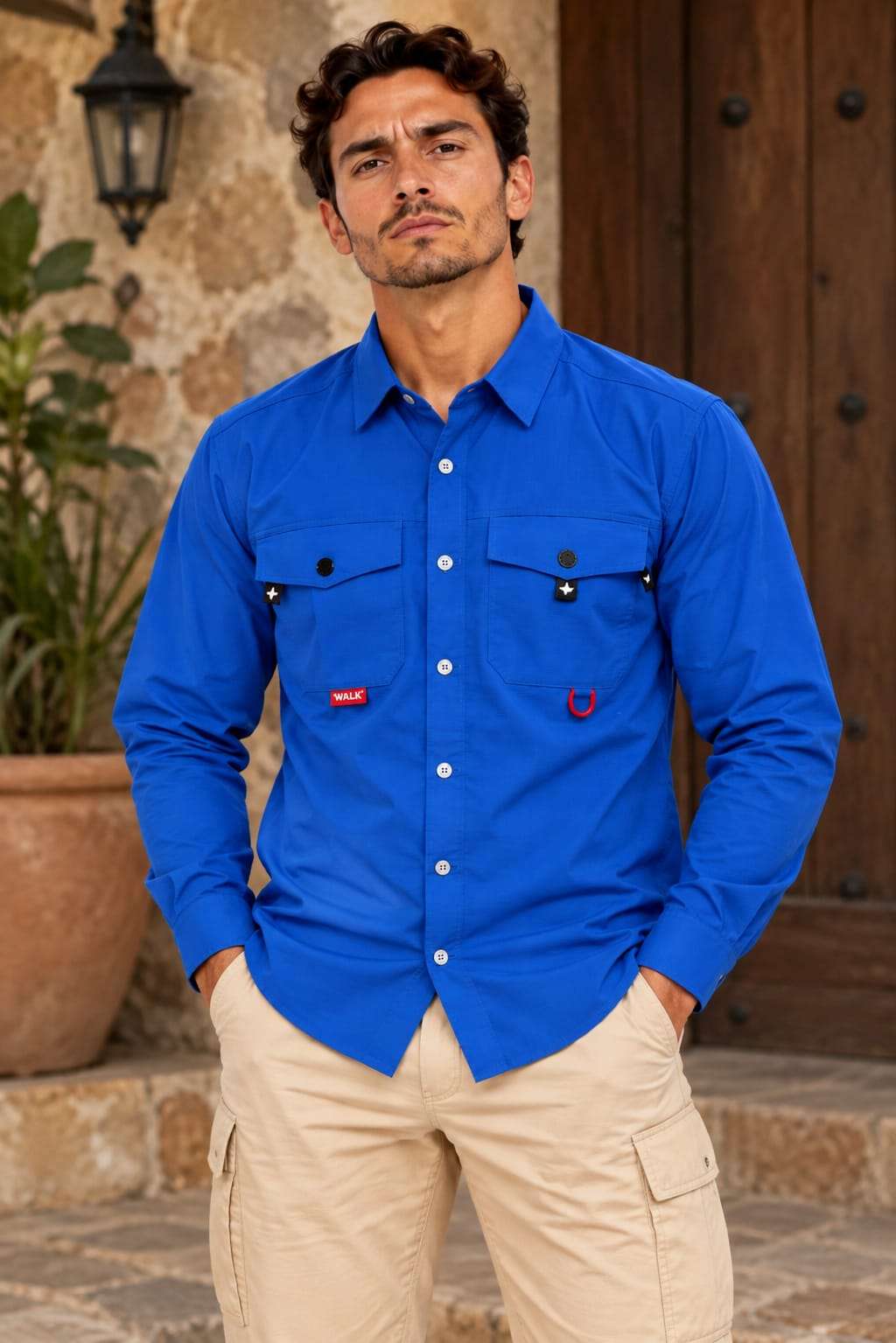 Camisa Maja Manga Larga Color Azul Rey